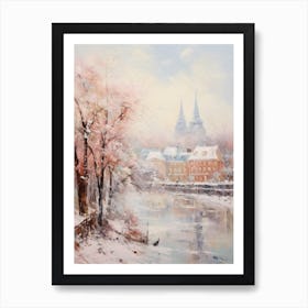 Dreamy Winter Painting Hamburg Germany Art Print