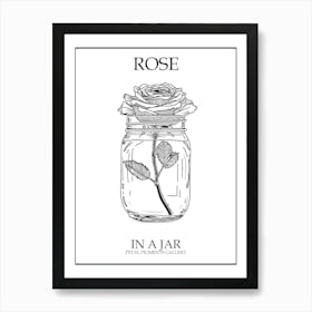 Rose In A Jar Line Drawing 3 Poster Art Print