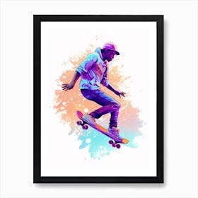 Skateboarding In Miami, United States Gradient Illustration 3 Art Print