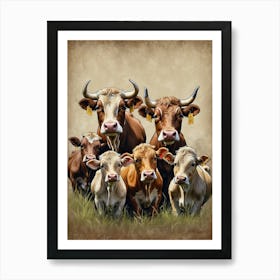 Family Of Cows Art Print