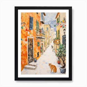 Cat In The Streets Of Dubrovnik   Croatia With Snow 2 Art Print