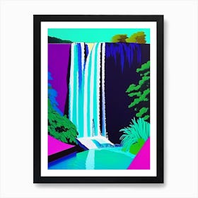 Waterfall Waterscape Colourful Pop Art 2 Art Print