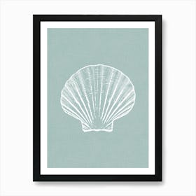 Vintage Sea Shell Silhouette In Soft Green Art Print