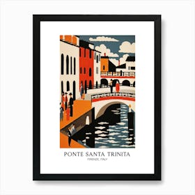 Ponte Santa Trinita, Florence Italy Colourful 2 Travel Poster Art Print