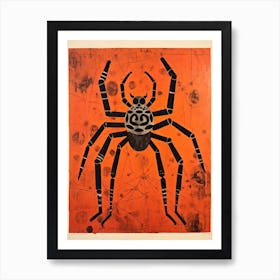 Spider, Woodblock Animal  Drawing 3 Art Print