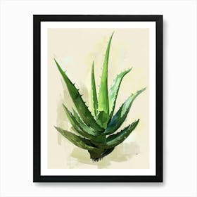 Aloe Vera Plant Minimalist Illustration 5 Art Print