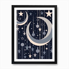 Moon And Stars Boho Celestial 6 Art Print