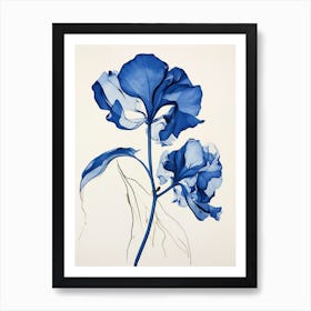 Blue Botanical Gloriosa Lily 3 Art Print