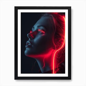 Glowing Enigma: Darkly Romantic 3D Portrait: Neo-Noir Art Print