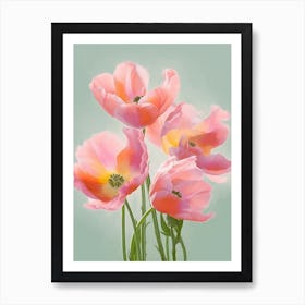 Bunch Of Tulips Flowers Acrylic Painting In Pastel Colours 2 Art Print