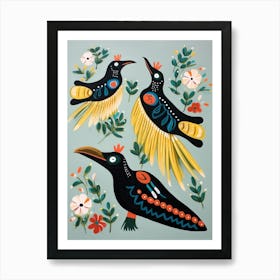 Folk Style Bird Painting Cormorant Art Print