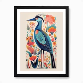 Colourful Scandi Bird Great Blue Heron 3 Art Print