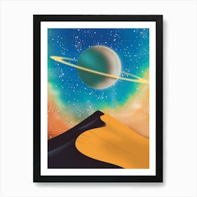 Space Art Retro Planet Art Print