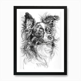 Papillon Dog Line Sketch 3 Art Print