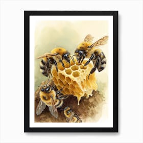 Carpenter Bee Storybook Illustration 16 Art Print
