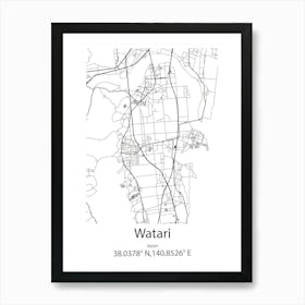 Watari,Japan Minimalist Map Poster