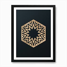 Abstract Geometric Gold Glyph on Dark Teal n.0421 Art Print