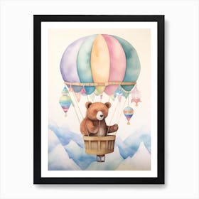 Baby Bear 5 In A Hot Air Balloon Art Print