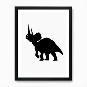 Black Triceratops Silhouette 2 Art Print