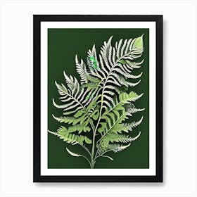 Leatherleaf Fern Vintage Botanical Poster Art Print