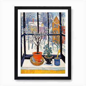 The Windowsill Of Krakow   Poland Snow Inspired By Matisse 4 Art Print