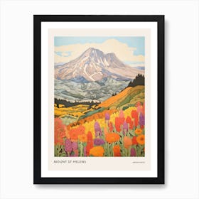 Mount St Helens United States 5 Colourful Mountain Illustration Poster Art Print