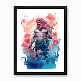  Watercolor Poseidon Watercolor Vintage Art 2 Art Print