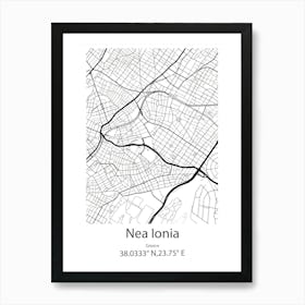 Nea Ionia,Greece Minimalist Map Art Print