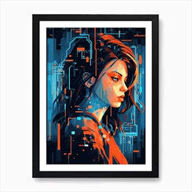 Cyber Girl, Cyberpunk art Art Print