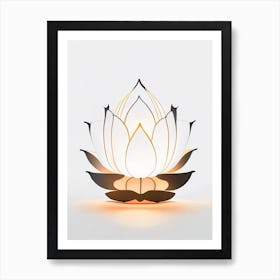 Lotus Flower Lantern Retro Minimal 1 Art Print