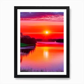Sunrise Over River Waterscape Pop Art Photography 1 Art Print