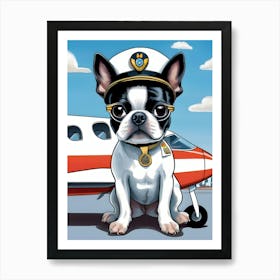 Boston Terrier Pilot-Reimagined 34 Art Print