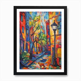 Painting Of New York With A Cat In The Style Of Fauvism 4 Art Print