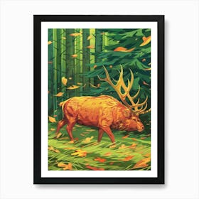 Elk In The Forest 2 Art Print