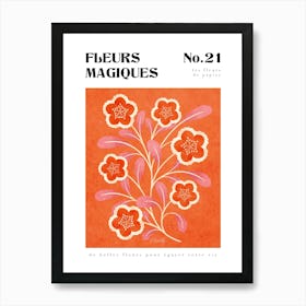 Orange Paper Blooms Botanical Print Art Print