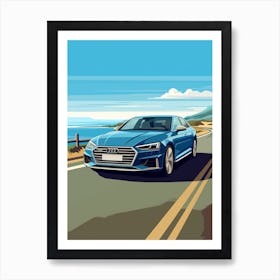 A Audi A4 In Causeway Coastal Route Illustration 1 Art Print