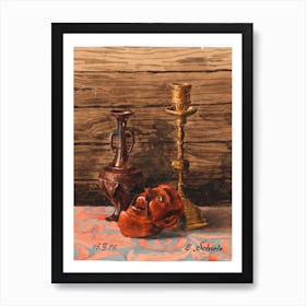 Still Life With Candlestick, Vase And Mask, Egon Schiele Art Print