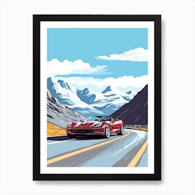 A Chevrolet Corvette In The Route Des Grandes Alpes Illustration 1 Art Print