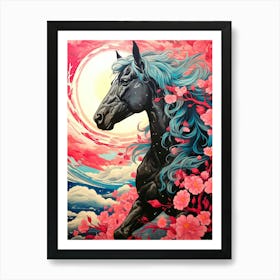 Horse In Cherry Blossoms 1 Art Print