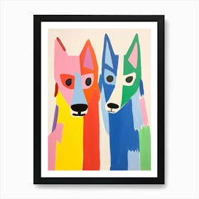 Colourful Kids Animal Art Timber Wolf 2 Art Print