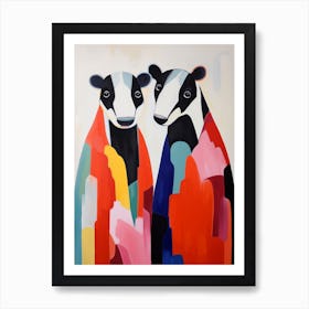 Colourful Kids Animal Art Badger 1 Art Print