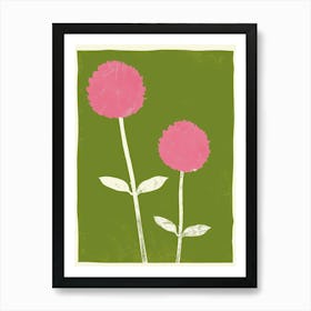 Pink & Green Globe Amaranth 2 Art Print