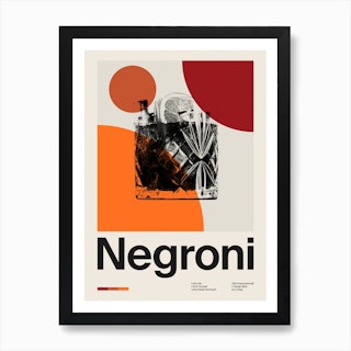 Mid Century Negroni Cocktail Art Print