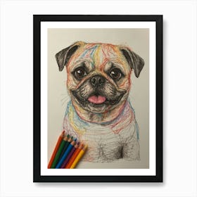 Pug Drawing Art Print