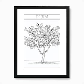 Plum Tree Minimalistic Drawing 3 Poster Art Print