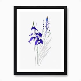 Larkspur Floral Minimal Line Drawing 3 Flower Poster