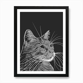 Manx Cat Minimalist Illustration 2 Art Print