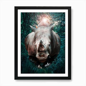 Rhino In The Forest Art Print