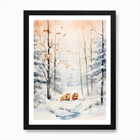 Winter Watercolour Beaver 1 Art Print