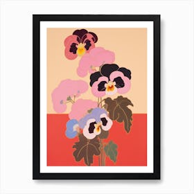 Pansies Flower Big Bold Illustration 3 Art Print